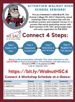 Virtual Mt. Sac Connect 4 Program (General Info Jan 11, 2022) | Walnut High School